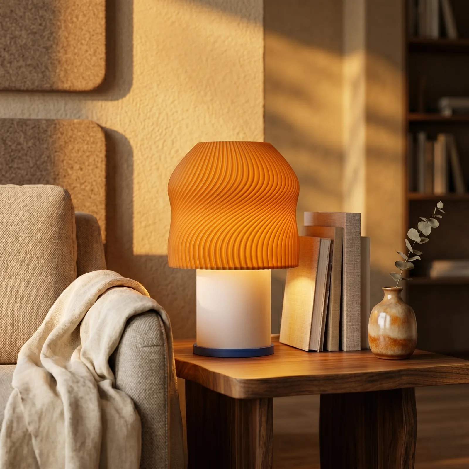 Curvas, intervalos e superfícies criam diferentes leituras de um objeto iluminado.